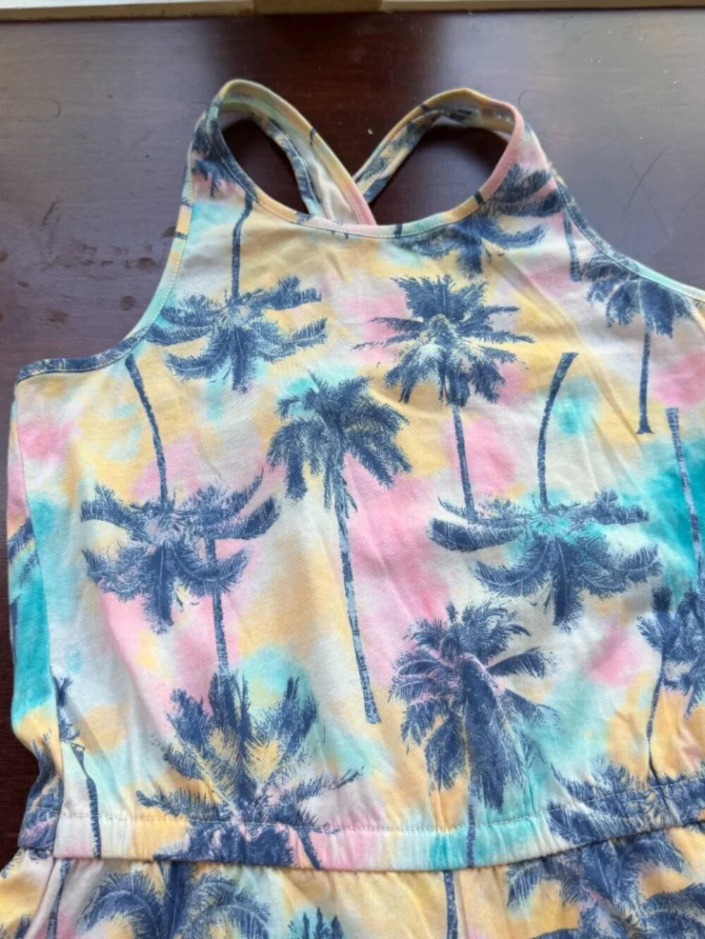 OLD NAVY Palm Tree Shorts Romper T Shirt Knit Size 8